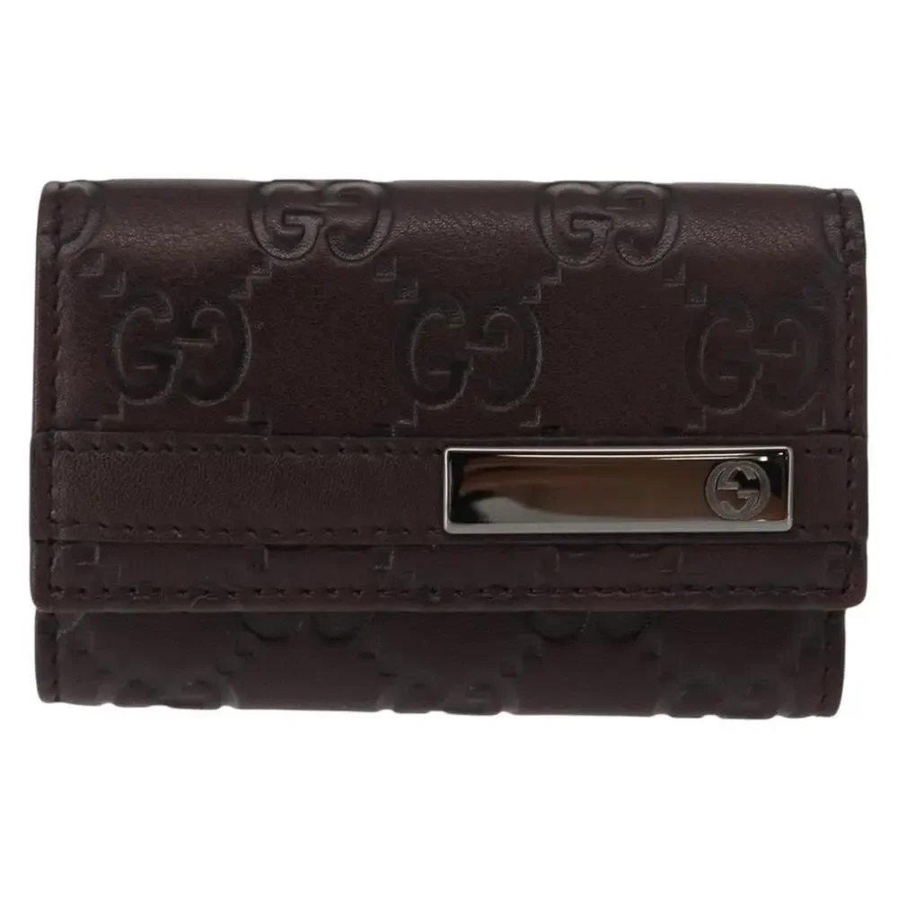 Gucci Guccissima GG Canvas Key Case Dark Brown